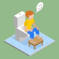 3D Isometric Flat Conceptual Illustration of Kid Training To Use Toilet , Morning Routine for Child vector