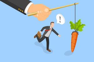 3D Isometric Flat Conceptual Illustration of Chasing for Reward, Motivation to Success vector