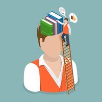 3D Isometric Flat Conceptual Illustration of Excellent Memory, Acquiring Knowledge vector
