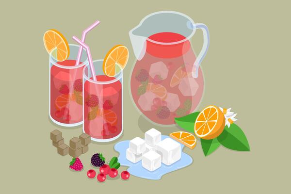 3D Isometric Flat Conceptual Illustration of Sangria, Traditional Spanish Drink
