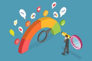3D Isometric Flat Conceptual Illustration of Sentiment Analysis, Consumer Feedback, Customer Review vector