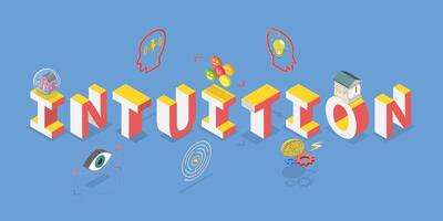 3D Isometric Flat Conceptual Illustration of Intuition, Inner Feelings and Sensations, Unconsciously Decisions Making vector