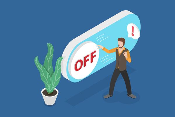 3D Isometric Flat Conceptual Illustration of Saving Energy , Turn Off the light
