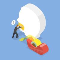 3D Isometric Flat Conceptual Illustration of No Comments, Discrimination and Censorship vector