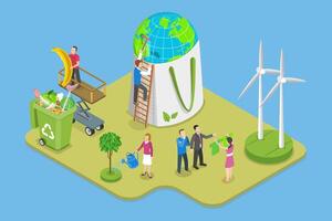 3D Isometric Flat Conceptual Illustration of Sustainable Choice, Reduce, Reuse and Recycle vector