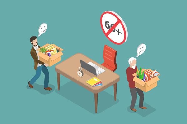 3D Isometric Flat Conceptual Illustration of Age Discrimination, Employment Problem of Seniors