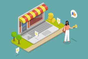 3D Isometric Flat Conceptual Illustration of Digital PR, Public Relations Online Solution vector