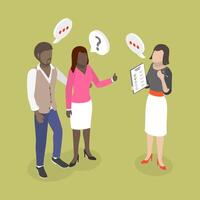 3D Isometric Flat Conceptual Illustration of Social Survey, Poll and Questionnaire vector