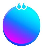 Round quote blank template featuring quotation marks gracefully hovering over a vibrant blue and purple gradient circle, ideal for incorporating quotes or testimonials seamlessly vector