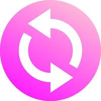 Circular arrow rotating clockwise against a vibrant pink gradient background symbolizes a continuous process, embodying concepts of refresh, cycle, and endless movement vector