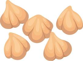 Five chickpeas are falling against a white background, creating a visually appealing arrangement that highlights their unique shape and texture vector