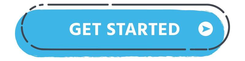 Light blue rounded rectangular button featuring a play symbol, inviting users to engage with new activities, subscriptions, or software applications on various online platforms vector