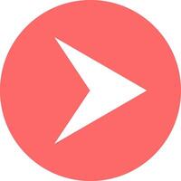 White arrow pointing right in a red circle indicating direction, simple design for websites and apps, conceptual image for decision making, progress, and moving forward vector