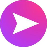 White arrow pointing right in a purple and pink gradient circle, simple modern icon for website or app, perfect for indicating direction, navigation, or progress vector