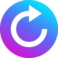 Circular arrow rotating clockwise on a vibrant gradient background, representing a continuous cycle of updating and refreshing, embodying motion and progress in a modern design vector