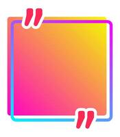 Colorful quote box with quotation marks is ready for inspiring messages and engaging social media content, featuring a gradient background from pink to orange and yellow vector