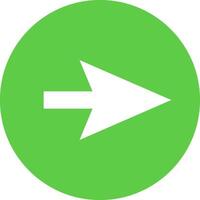 White arrow pointing to the right on a green circle background, simple graphic design element ideal for indicating direction, movement, or progress vector