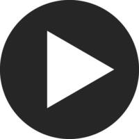 Simple and minimalist play button icon, featuring a white triangle pointing right, enclosed within a dark gray circle, symbolizing the start or continuation of multimedia content vector