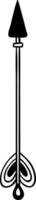 Minimalist graphic of an arrow with a triangular head, a straight shaft, and fletching, representing concepts like direction, focus, progress, and achievement vector
