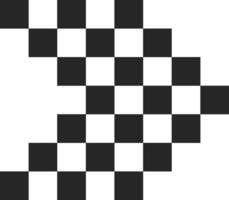 Checkered arrow pointing to the left composed of black and white squares resembling a pixel art style creating a dynamic and directional graphic element vector