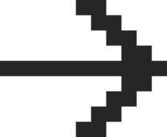 Black pixelated arrow pointing left against a clean white background, featuring a simple and minimalist design that symbolizes direction and navigation in a digital context vector