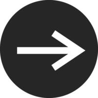Minimalist graphic of a white arrow pointing to the right, enclosed within a dark gray circle, conveying direction, guidance, or progress vector