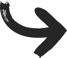 Thick black grunge arrow pointing to the right created with brushstrokes, ideal for highlighting directions or drawing attention to specific points vector