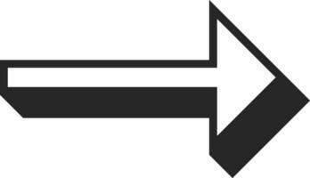 Minimalist graphic representing a black arrow pointing to the right side with a subtle 3d effect, ideal for indicating direction or progress on a clean white background vector