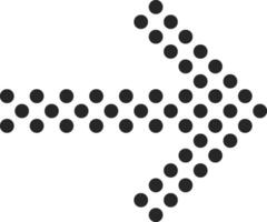 Black dotted arrow pointing right, composed of circles that increase in size, symbolizing movement and direction while conveying progress and forward momentum vector