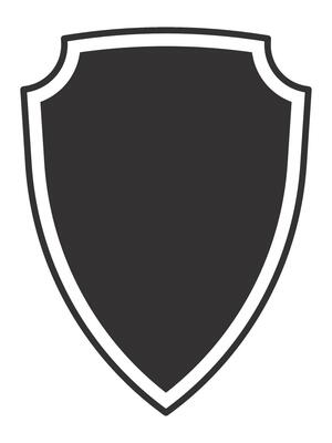 Classic heraldic shield shape symbolizing defense, safety, and security, with a dark gray center and a distinct white border, providing a clean and impactful visual representation of protection