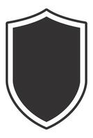 Classic shield icon symbolizing safety, defense, and security, with a dark gray center and contrasting white border, perfect for representing protection and reliability vector