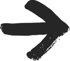 Hand drawn black grunge arrow pointing right, creating a visual cue for direction and movement. Featuring a textured, artistic style, this symbol embodies progress and navigation vector