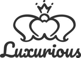 Luxurious crown logo with two hearts and a small crown on top, representing royalty, wealth and high social status, perfect for businesses targeting affluent customers vector