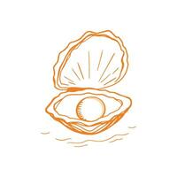 Minimalist icon of a clam shell with a valuable pearl inside logo design clean and simple drawing of an ocean jewel discovery vector