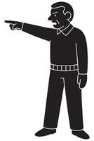 Silhouette of a man pointing in a commanding manner, legs firmly planted vector