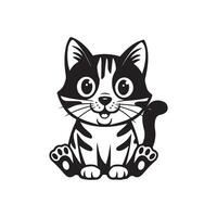 Grey stripped mixedbreed cat sitting isolated on white vector