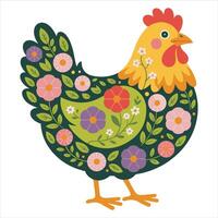 Charming Floral Hen Illustration vector