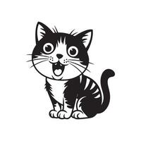Grey stripped mixedbreed cat sitting isolated on white Art Design vector