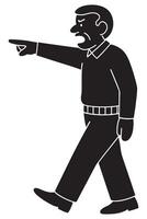 Silhouette of a man yelling a command with one arm extended forward vector