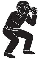 Silhouette of a man holding imaginary binoculars in a scouting stance vector