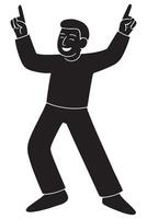 Silhouette of a man pointing both index fingers upward in a victory dance vector