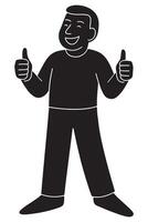 Silhouette of a man giving a double thumbs-up with a proud chest posture vector