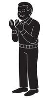 Silhouette of a man holding both hands together in a supplicating gesture vector