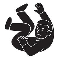 Silhouette of a man doing a side roll with body turned and limbs bent vector