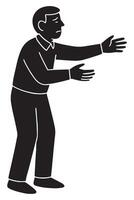 Silhouette of a man reaching forward slowly as if longing for someone vector