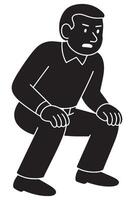 Silhouette of a man checking surroundings in a low-squat position vector