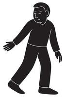 Silhouette of a man walking with one hand trailing behind as if being pulled emotionally vector