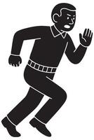 Silhouette of a man running with purpose, arms bent in strong motion vector