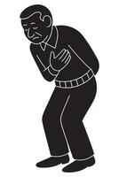Silhouette of a man leaning slightly forward in silent reflection, giving respect vector