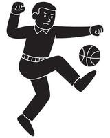 Silhouette of a man mid-kick in a soccer pose, leg extended forward, soccer player silhouette vector
